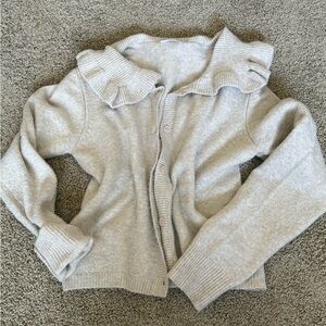 Women's Cream Ruffled Sweater